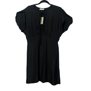 Universal Thread NEW Mini Dress Women's Black Tie Front Flutter Sleeve Size M
